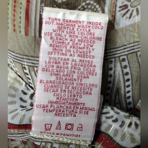 FADED GLORY | Sheer Tan,Red,Brown Butterfly Sleeve Kaftan Blouse | 22W/24W - Picture 6 of 6